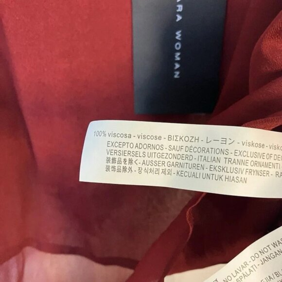 NWT Zara Red Flowy Camisole Tank Top Womens Large Lace Trim Goth Boho Vampire - Picture 2 of 6